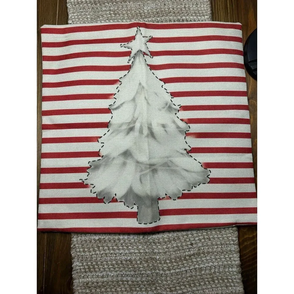 Christmas tree snow throw pillow case cover 17 x 17 New